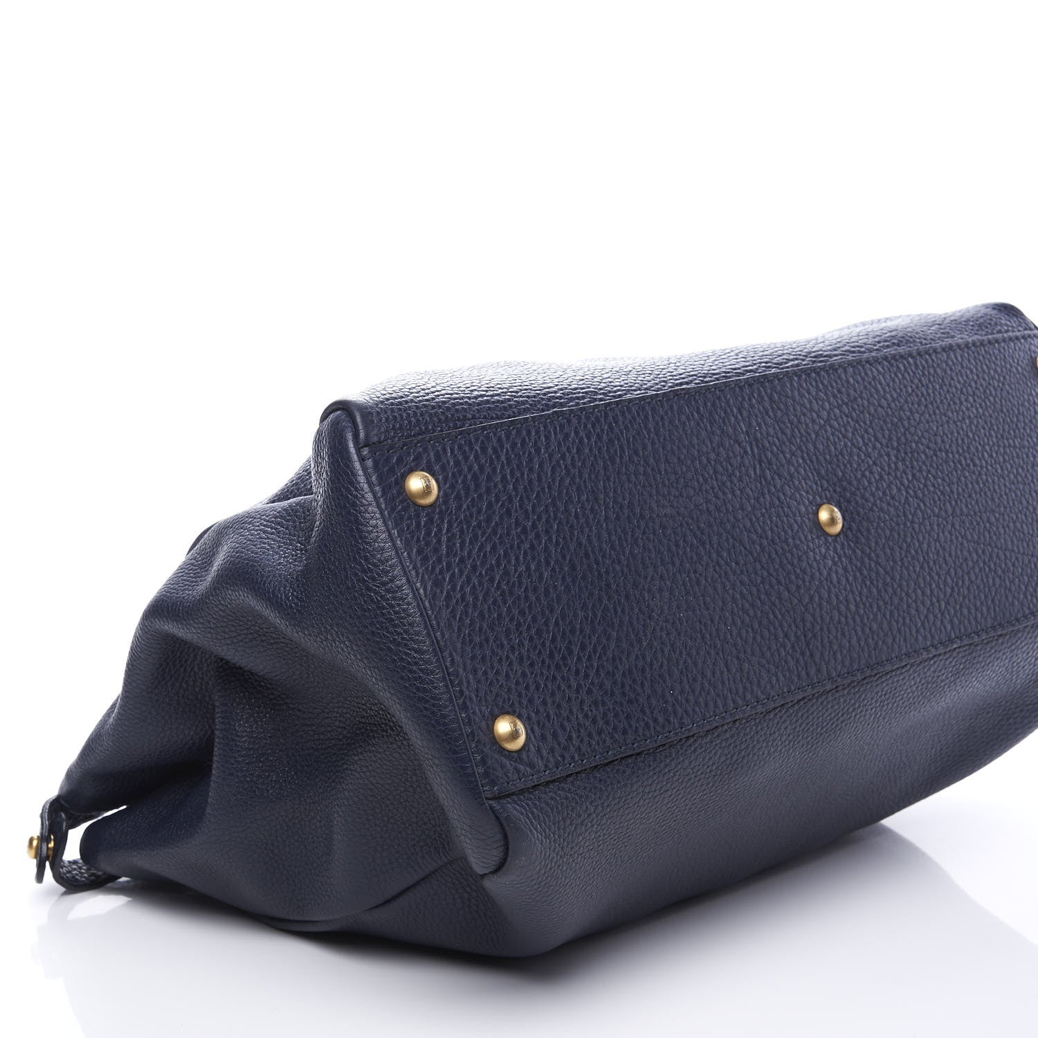 Fendi Cuoio Romano Raffia Selleria Large Peekaboo Iconic Satchel Navy 6 of 9
