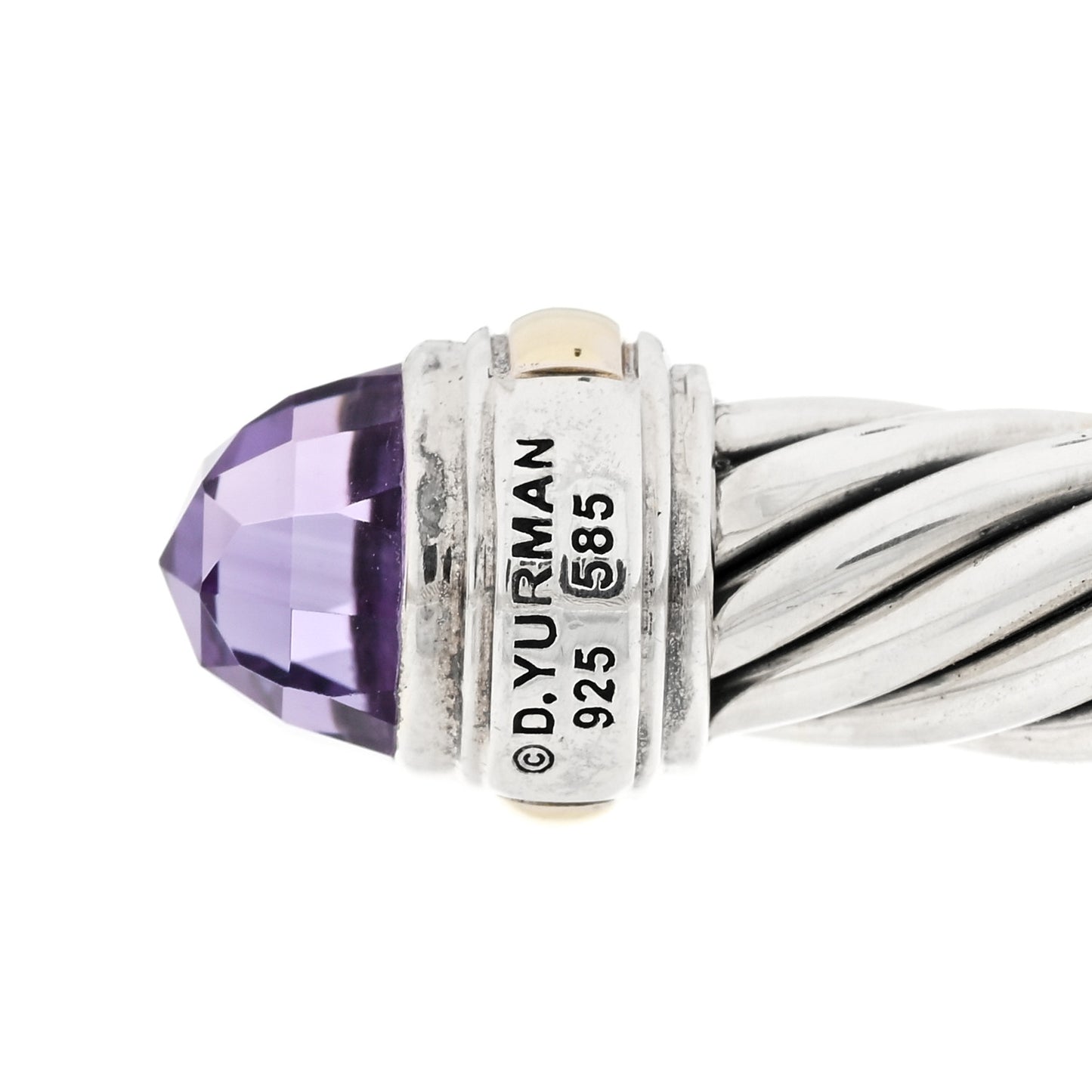 Sterling Silver 14K Yellow Gold Amethyst 7mm Cable Classics Bracelet