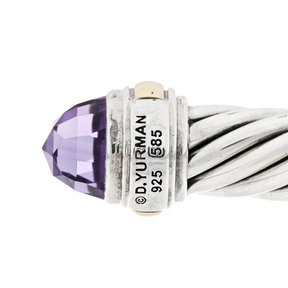 David Yurman Sterling Silver 14K Yellow Gold Amethyst 7mm Cable Classics Bracelet 3 of 3