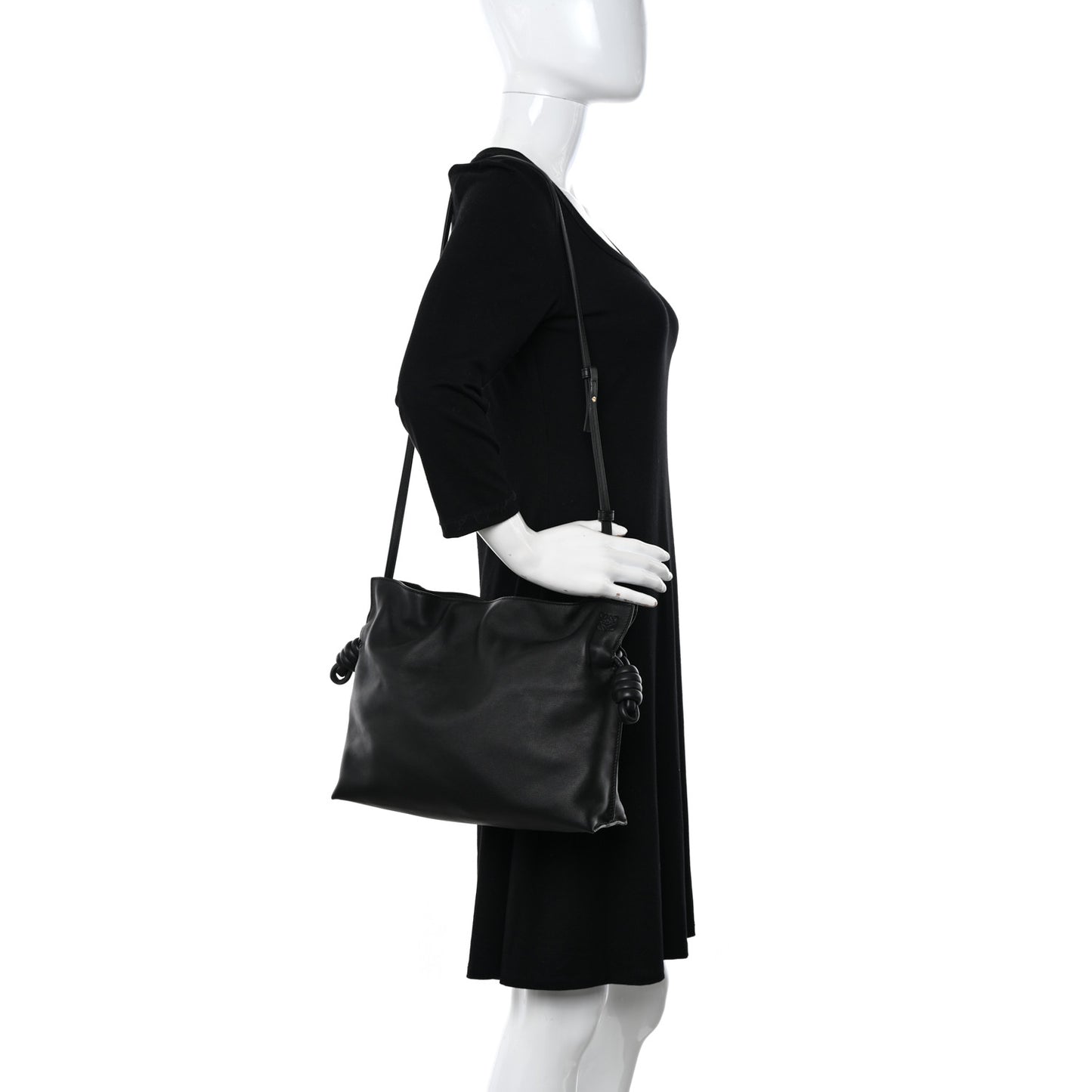 Calfskin Small Flamenco Knot Bag Black