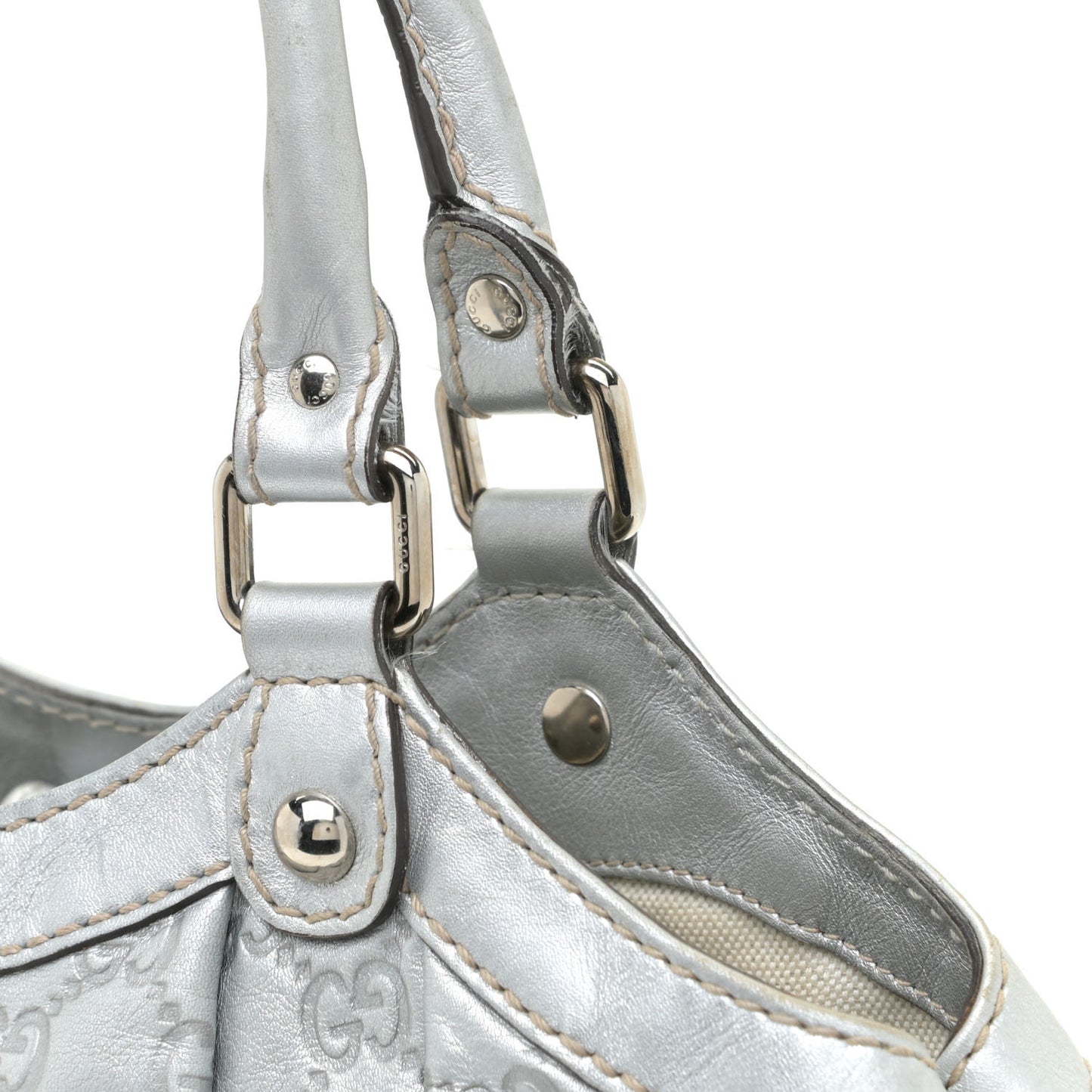 Guccissima Medium Sukey Tote Silver