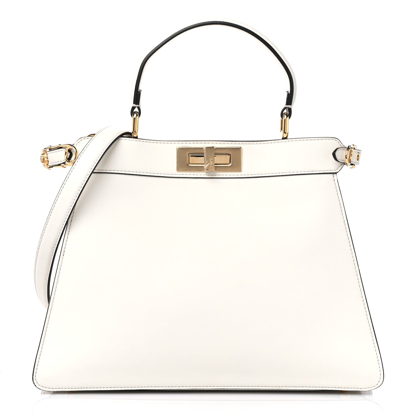 X VERSACE Vitello Seta Nappa Fendace FF Baroque Medium Peekaboo I SEE U Satchel White Ice