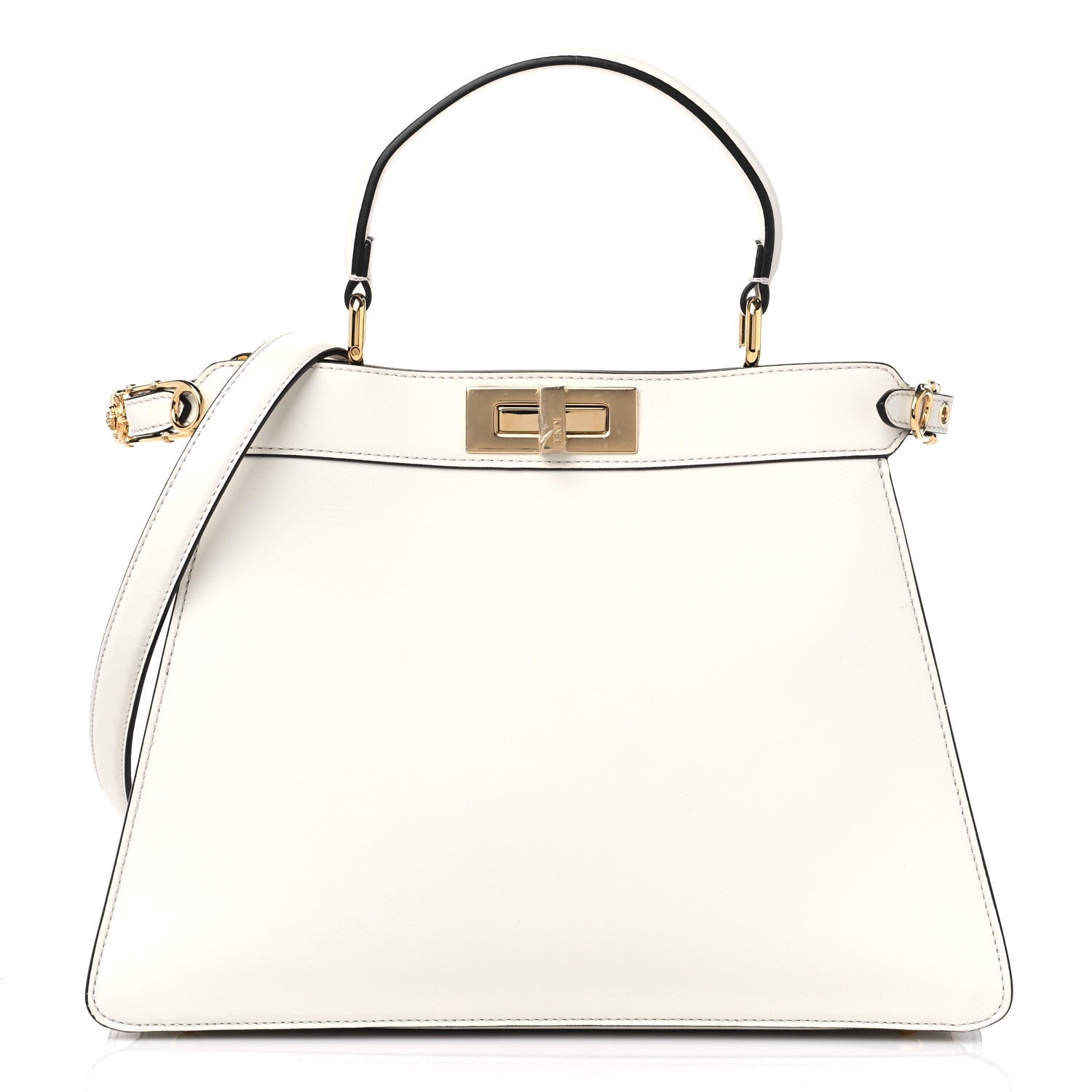 Fendi X VERSACE Vitello Seta Nappa Fendace FF Baroque Medium Peekaboo I SEE U Satchel White Ice 3 of 10