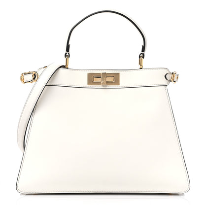 Fendi X VERSACE Vitello Seta Nappa Fendace FF Baroque Medium Peekaboo I SEE U Satchel White Ice 3 of 10