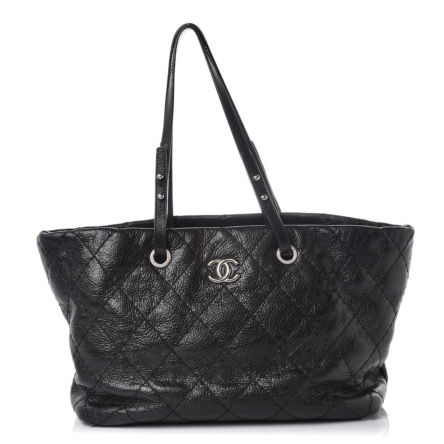 Chanel Glazed Calfskin Large On The Road Tote Black 1 of 15
