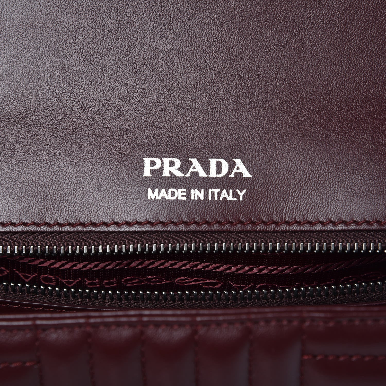 Prada Soft Calfskin Impunture Diagramme Large Chain Flap Shoulder Bag Granato 8 of 10