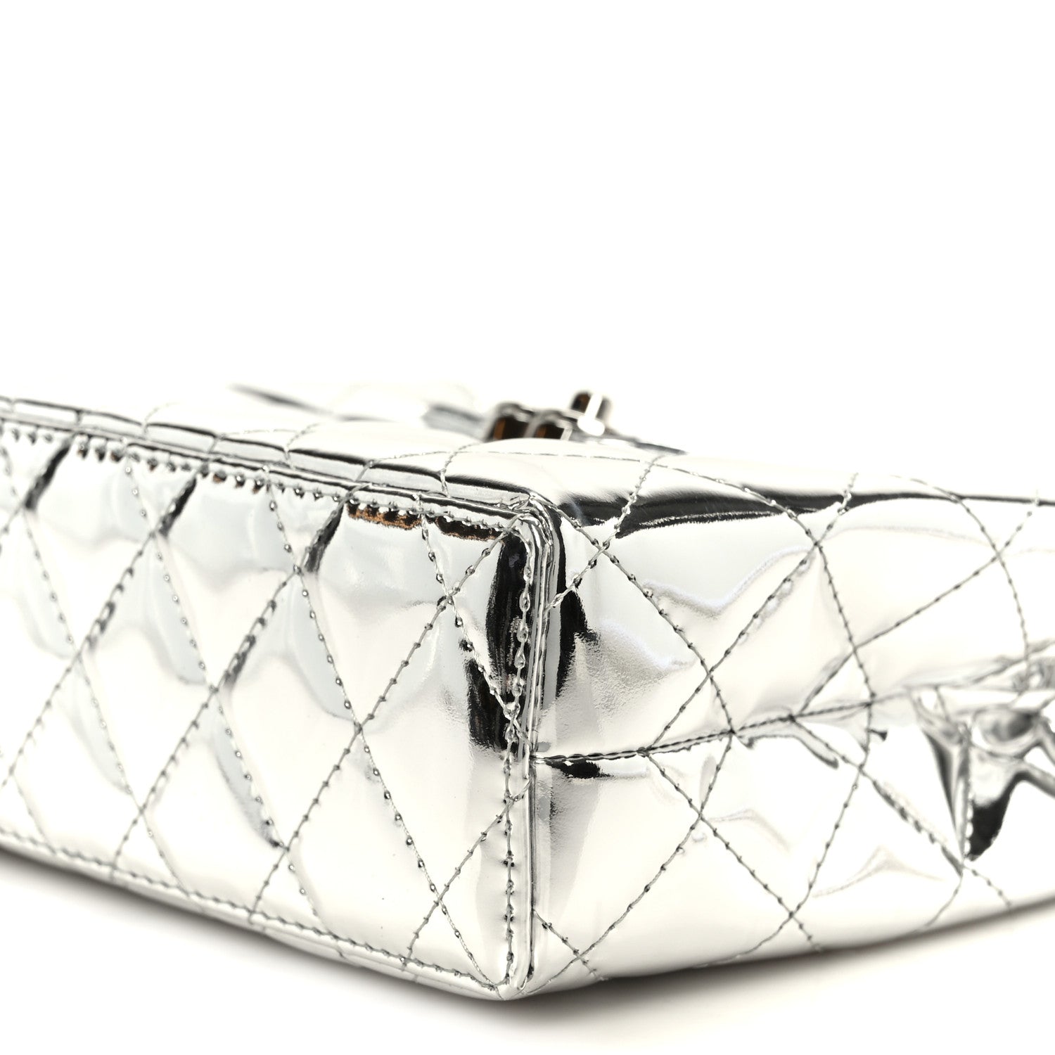 Chanel Mirror Calfskin Metallic Calfskin Quilted Nano Kelly