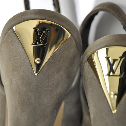 Louis Vuitton Nubuck Calfskin Varennes Sandals 39 Taupe 7 of 9