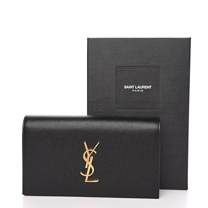 Saint Laurent Grain De Poudre Classic Monogram Kate Clutch Black 9 of 9