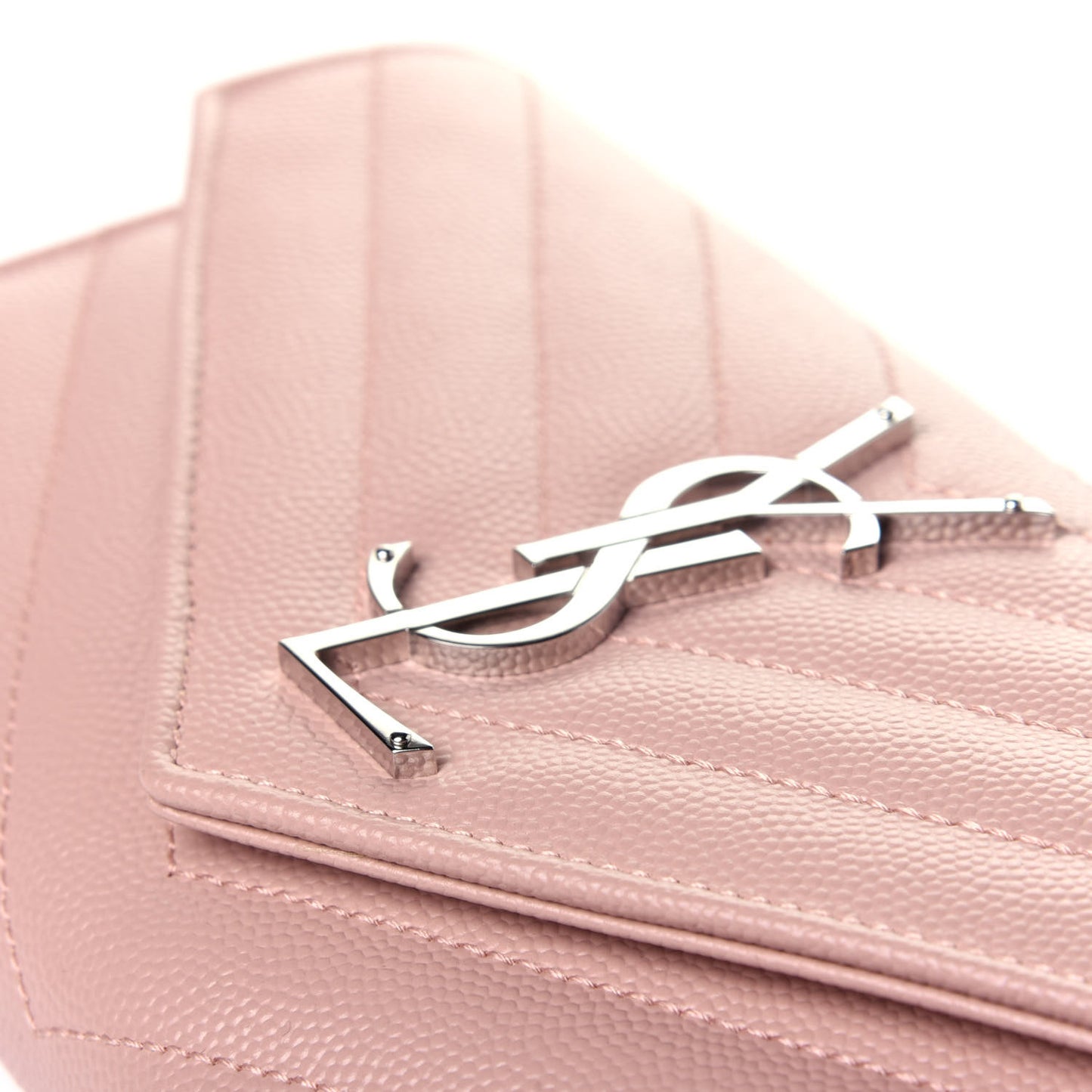 Grain De Poudre Matelasse Chevron Monogram Flap Wallet Pale Pink