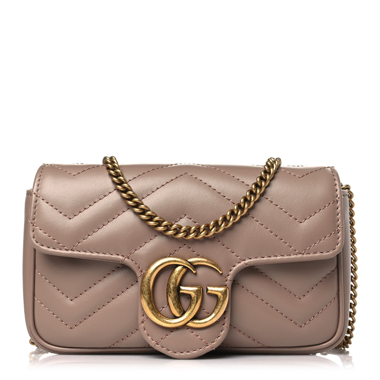 Calfskin Matelasse Super Mini GG Marmont Shoulder Bag Porcelain Rose
