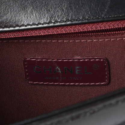 Chanel Glazed Calfskin Quilted New Medium Boy Chained Flap Black 7 of 10