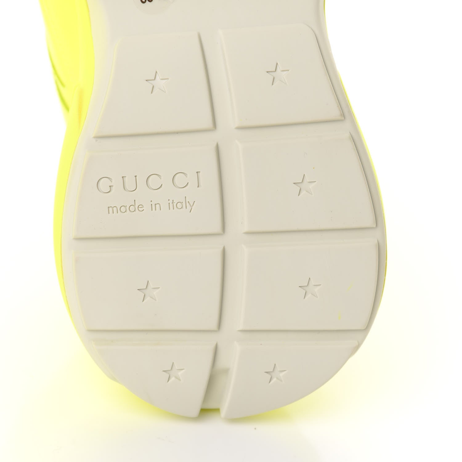 Gucci Calfskin Womens Rhyton Sneakers 38.5 Fluo Yellow 8 of 14