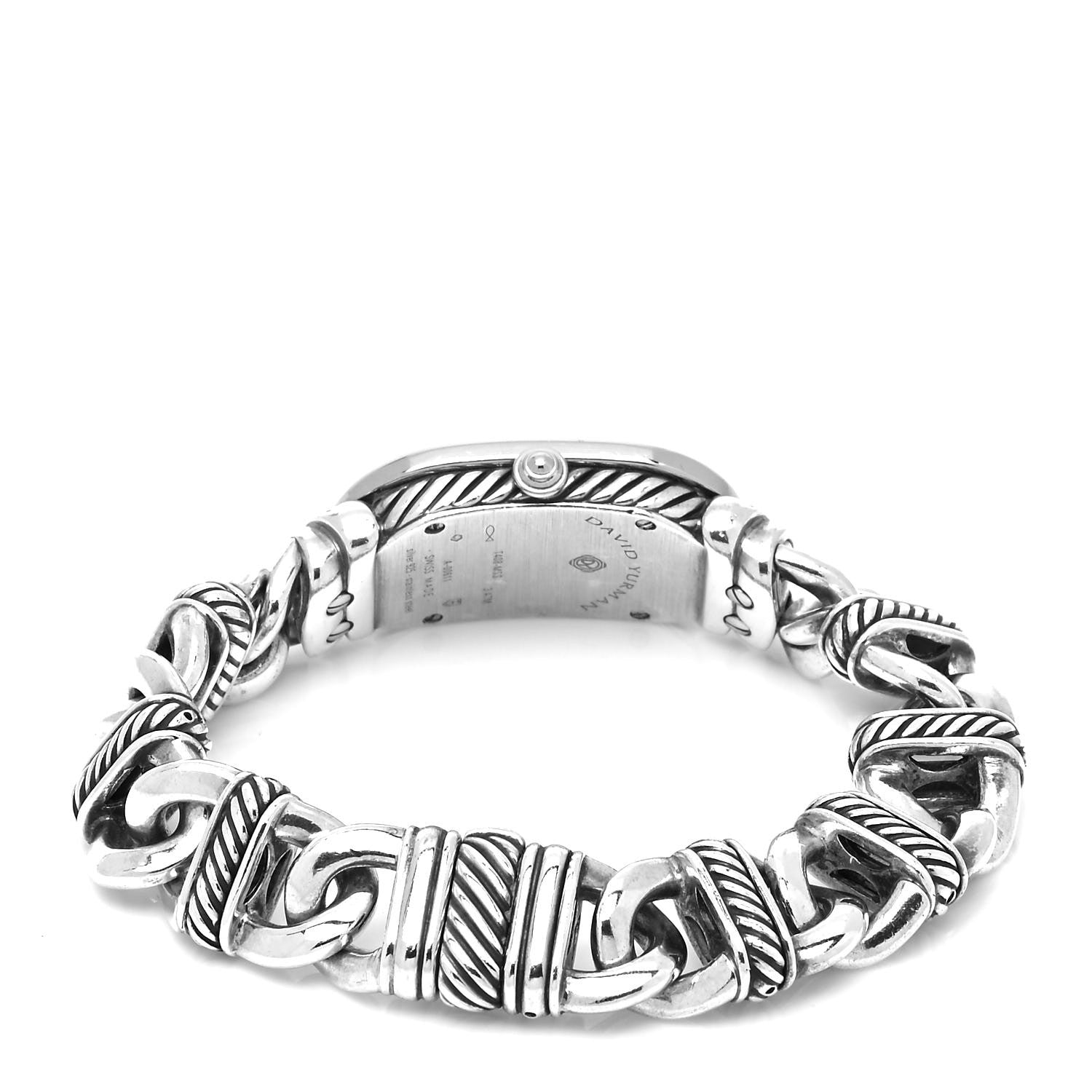 David Yurman Stainless Steel Sterling Silver Diamond Blue Mother of Pearl 20mm Madison Cable Quartz Watch 3 of 4