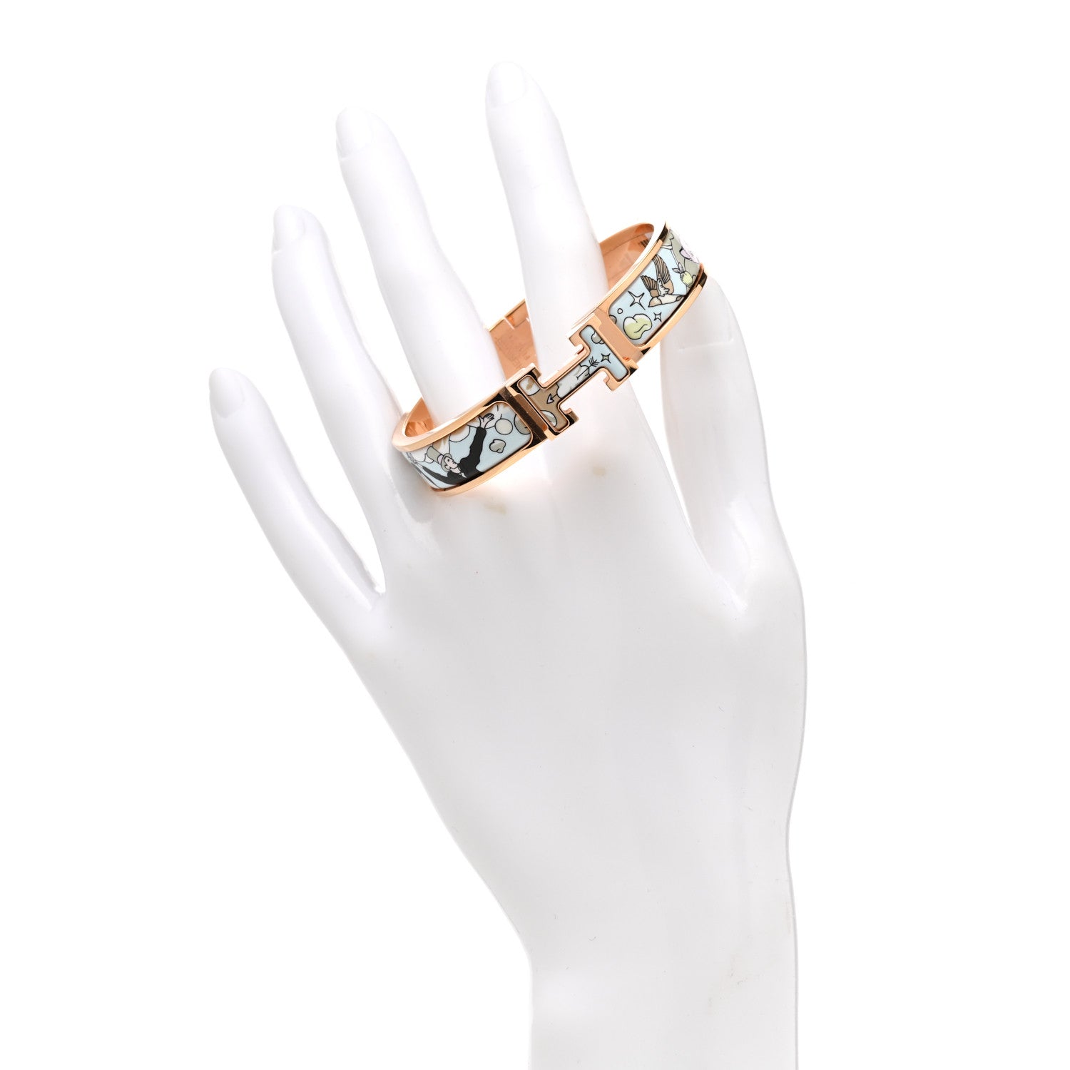 Hermes Enamel Narrow Print Dans Les Nuages Clic Clac H Bracelet PM Songe Pastel 2 of 5