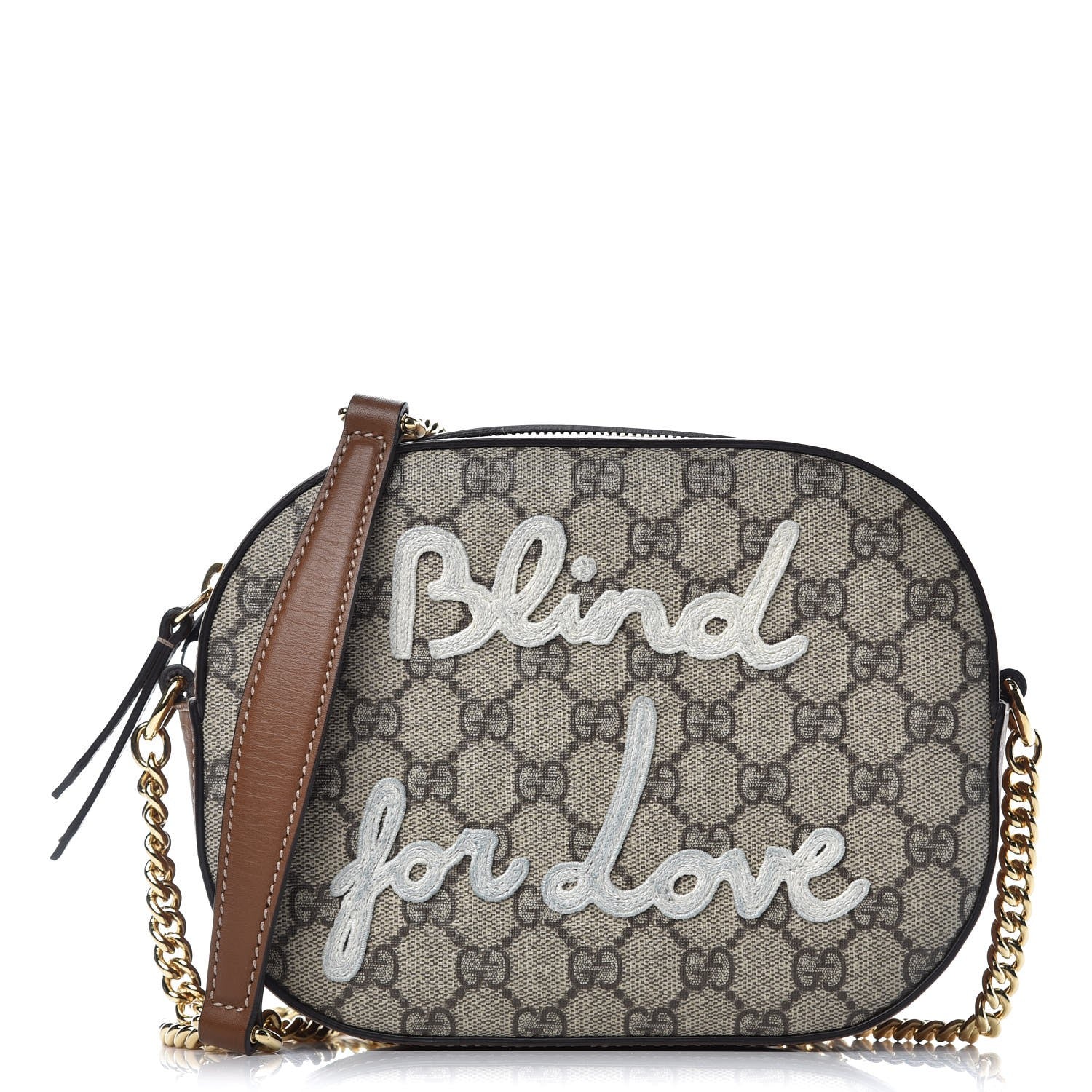 Gucci GG Supreme Monogram Blind For Love Embroidered Mini Chain Shoulder Bag Beige Tuscany 11 of 16