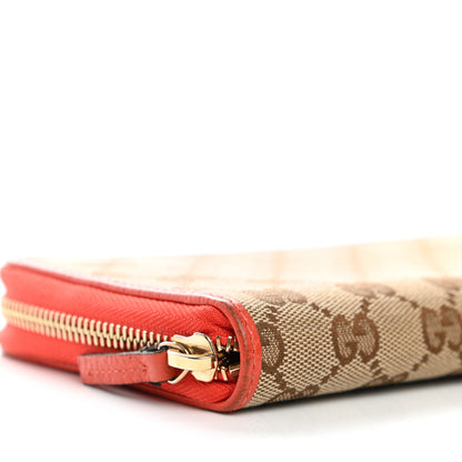 Gucci Monogram Dollar Calfskin Zip Around Wallet Beige Ebony Sun Orange 8 of 11