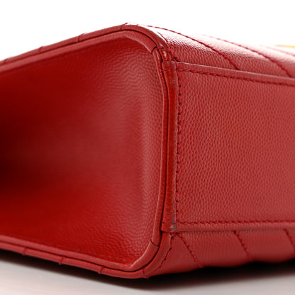 Saint Laurent Grain De Poudre Matelasse Chevron Large Monogram Satchel Lipstick Red 9 of 11