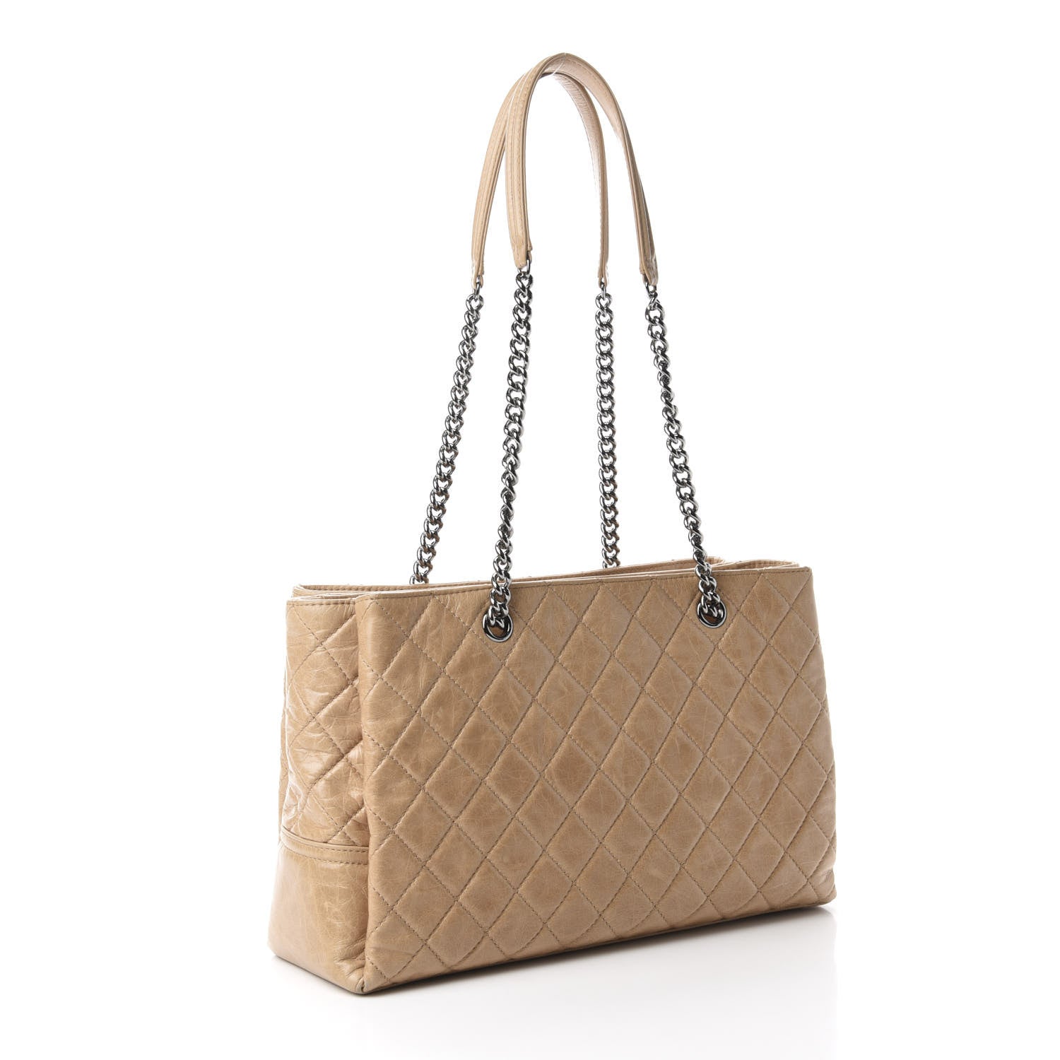 Chanel Glazed Calfskin Quilted Shopping Tote Beige 3 of 11