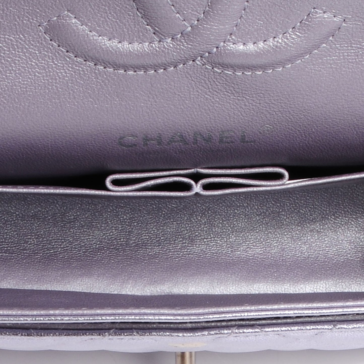 Metallic Lambskin Medium Double Flap Lilac