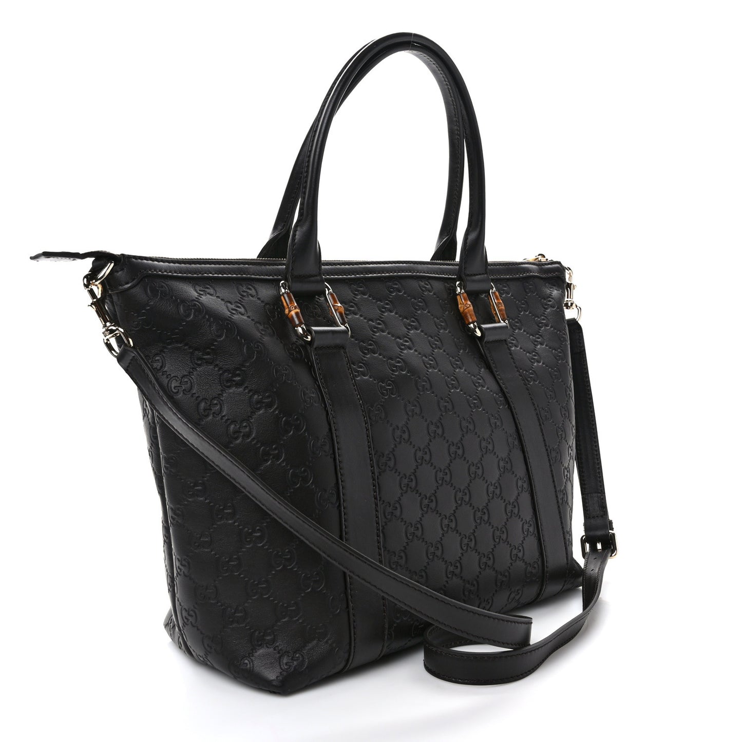Guccissima Bamboo Top Handle Tote Dark Brown