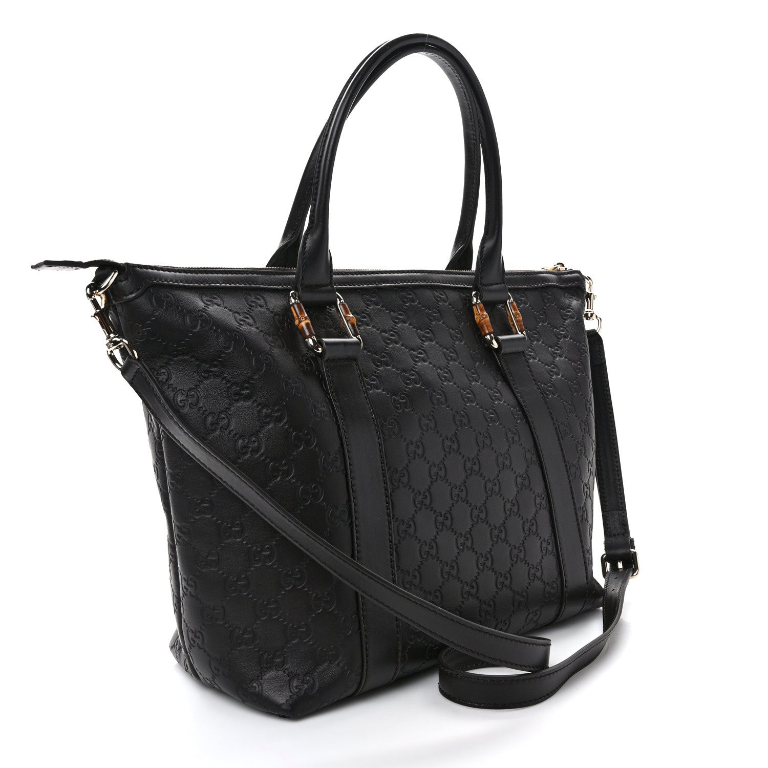 Gucci Guccissima Bamboo Top Handle Tote Dark Brown 3 of 11