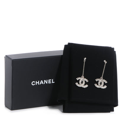 Chanel Baguette Crystal CC Drop Earrings Silver 5 of 5