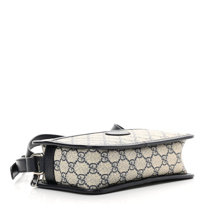 Gucci GG Supreme Monogram Textured Dollar Calfskin Mini Retro Interlocking G Shoulder Bag Beige Blue 4 of 10