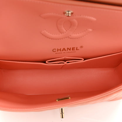Chanel Lambskin Quilted Small Double Flap Light Orange 5 of 10