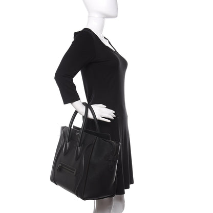 Celine Drummed Calfskin Mini Luggage Black 2 of 11