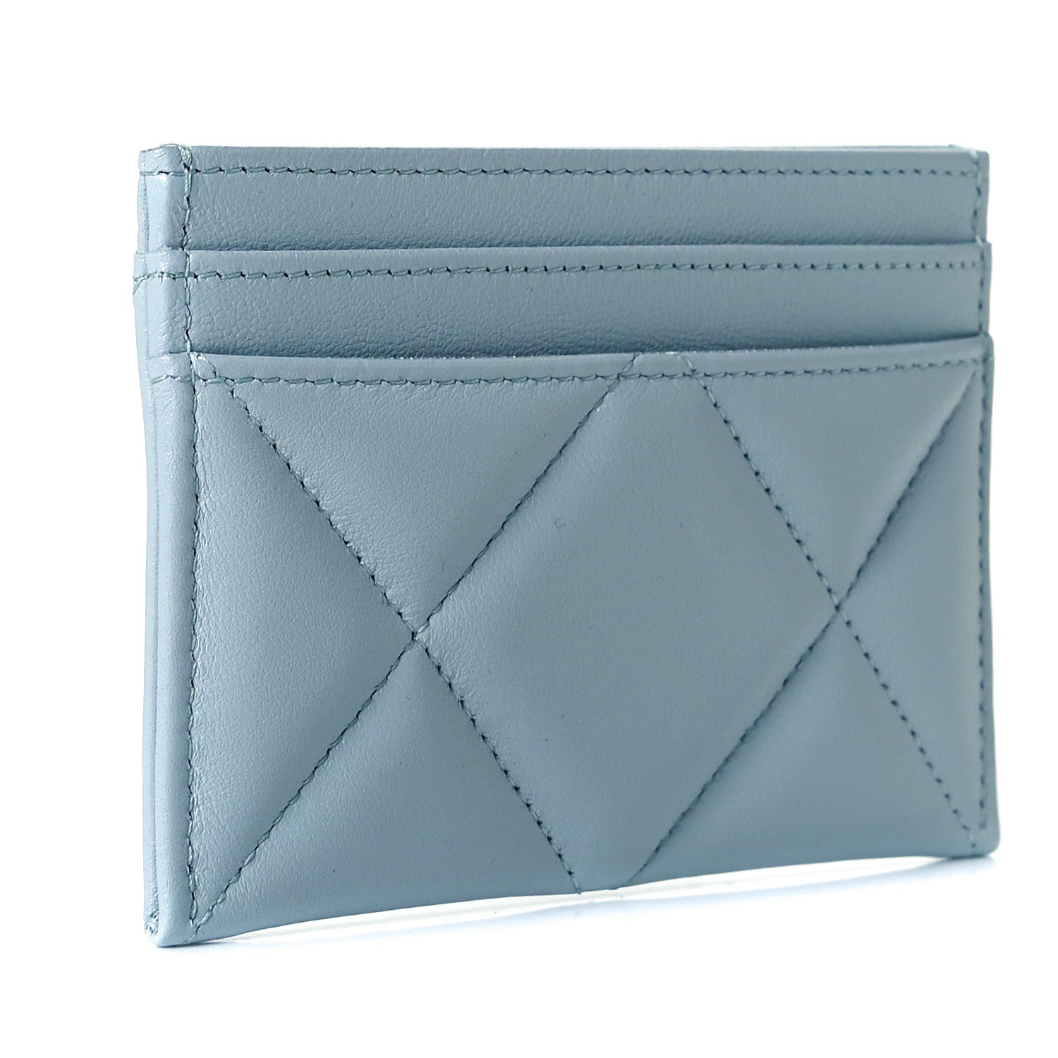 Chanel Lambskin Quilted Chanel 19 Card Holder Light Blue 2 of 6