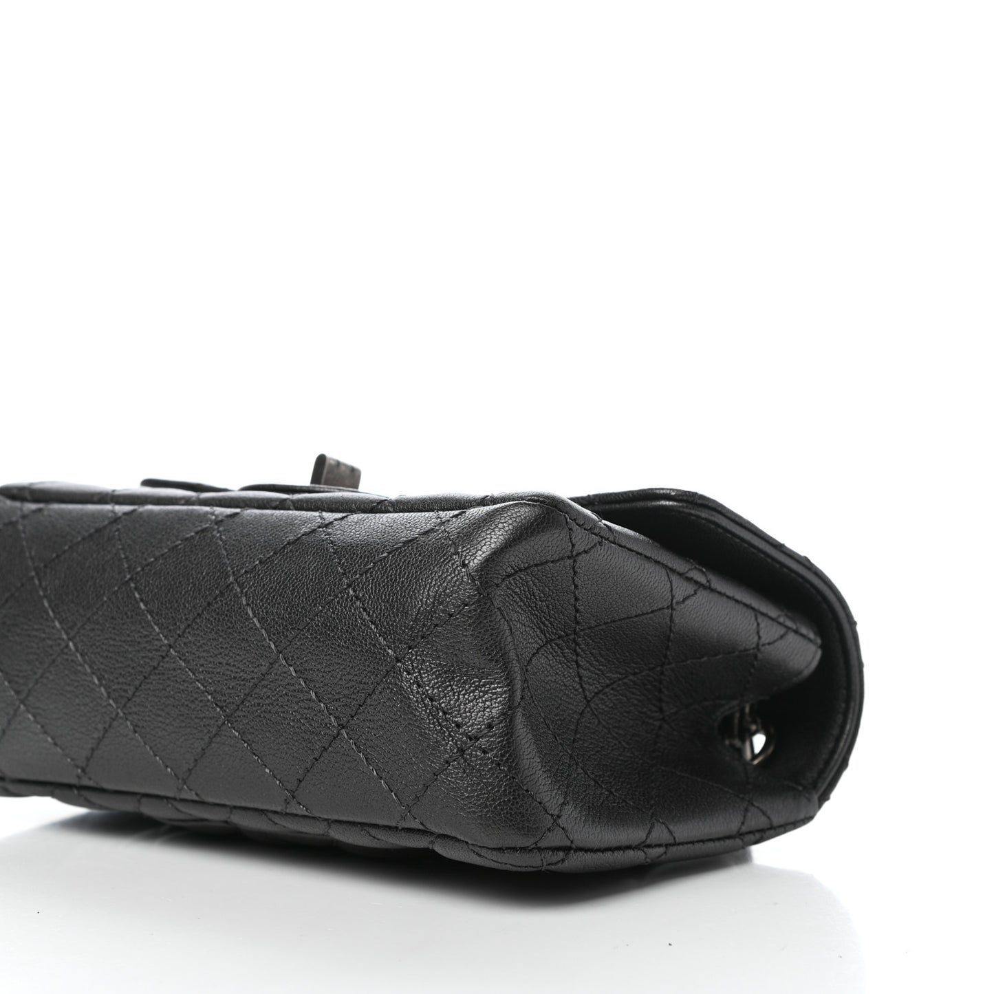 Metallic Sheepskin Quilted 2.55 Reissue Mini Flap Dark Silver