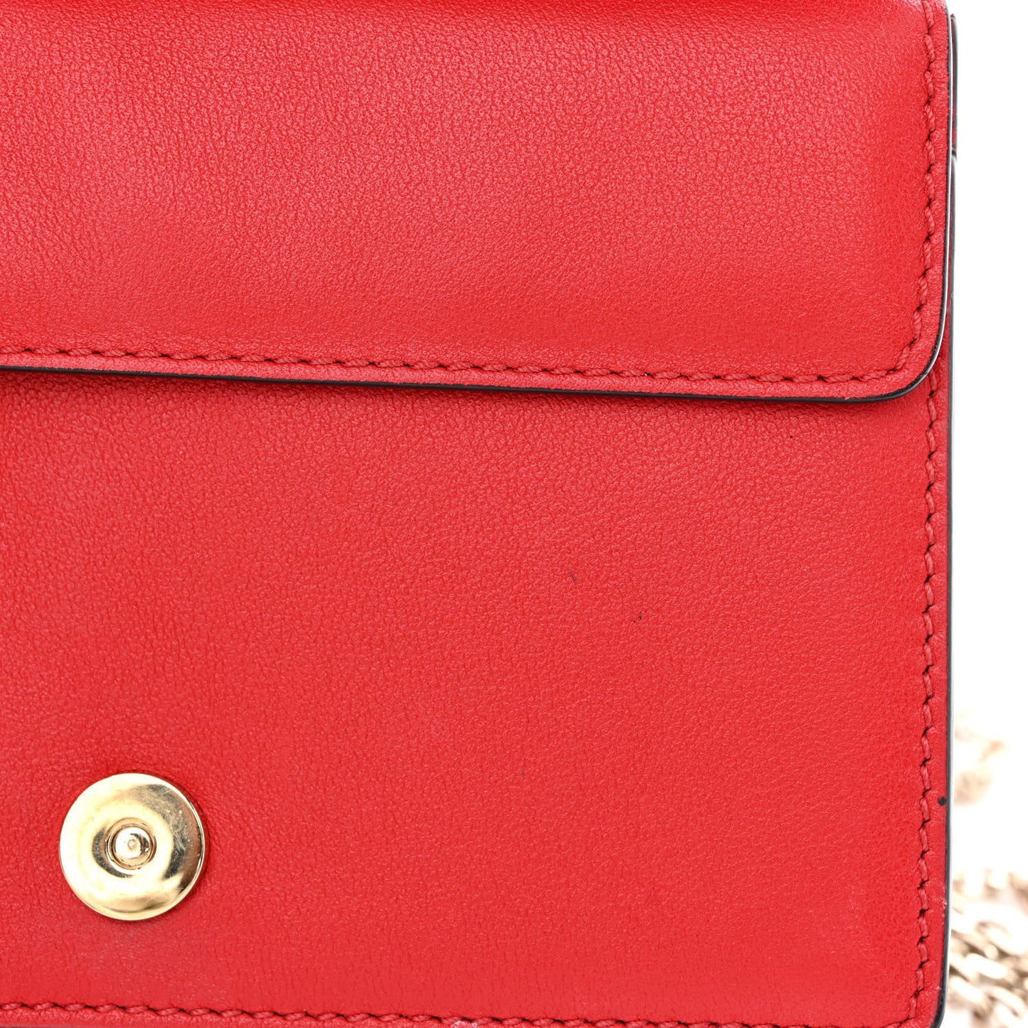 Calfskin VLogo Inlay Chain Pouch Rouge Pur White