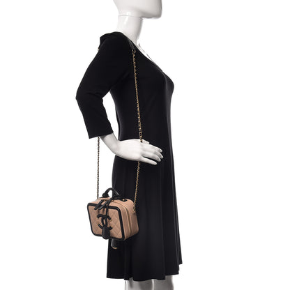 Chanel Caviar Quilted Small CC Filigree Vanity Case Beige Black 2 of 9