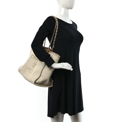 Chanel Canvas Medium Deauville Tote Light Beige 2 of 9
