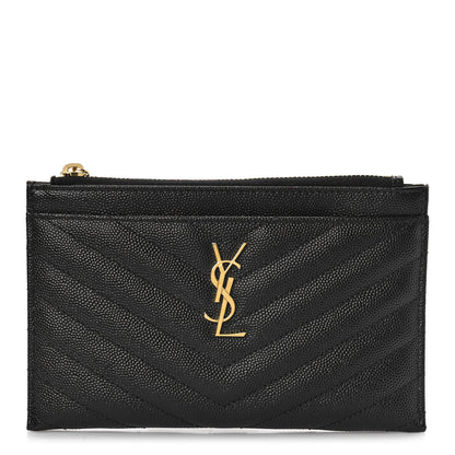Saint Laurent Grain De Poudre Chevron Monogram Bill Pouch Black 1 of 8