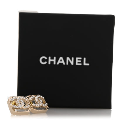 Chanel Crystal Square CC Earrings Gold 5 of 5