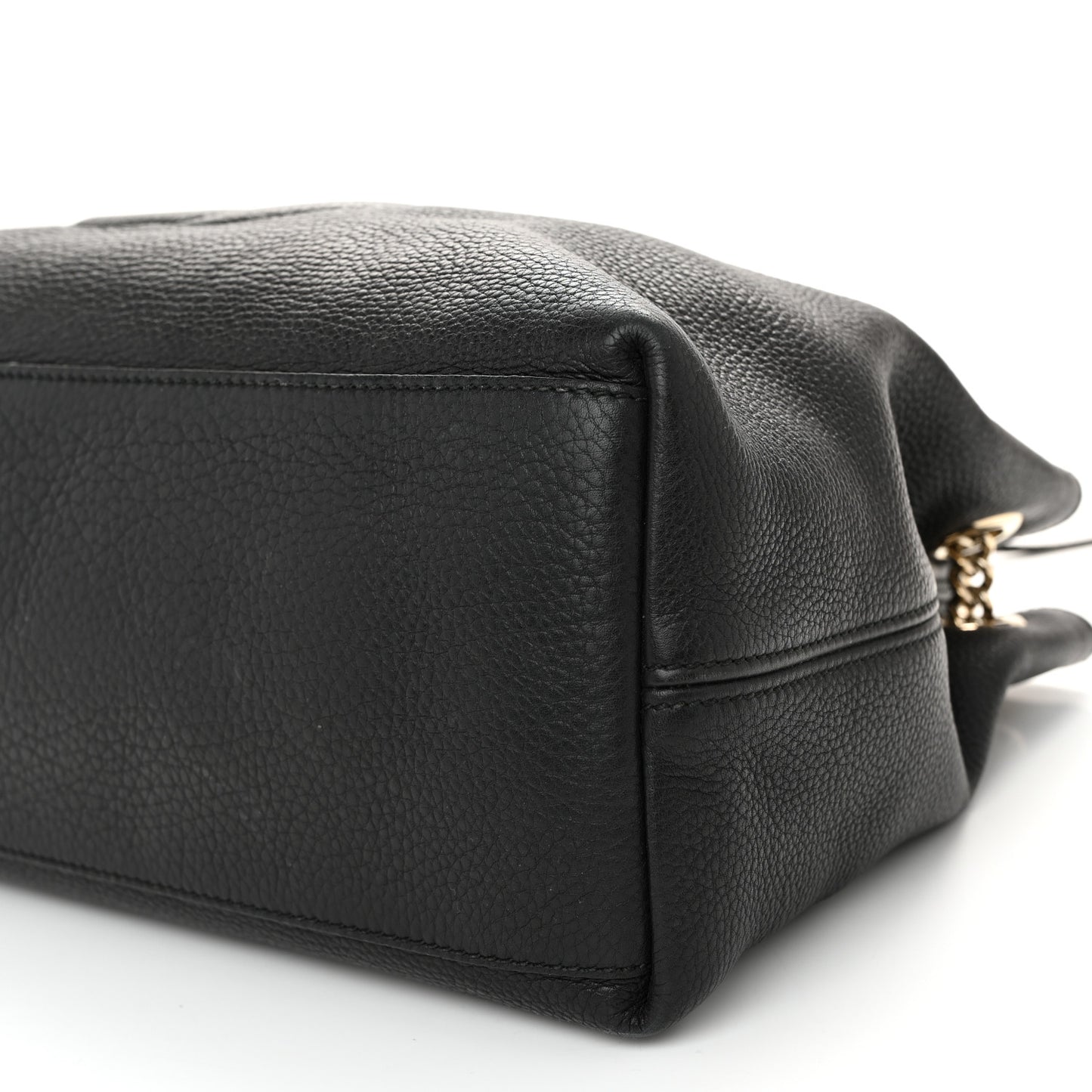 Pebbled Calfskin Medium Soho Chain Shoulder Bag Black