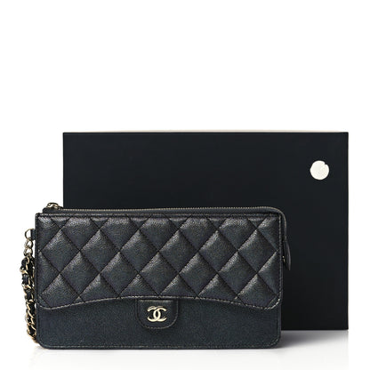 Chanel Iridescent Caviar Quilted Classic Pouch With Handle Black 10 of 10