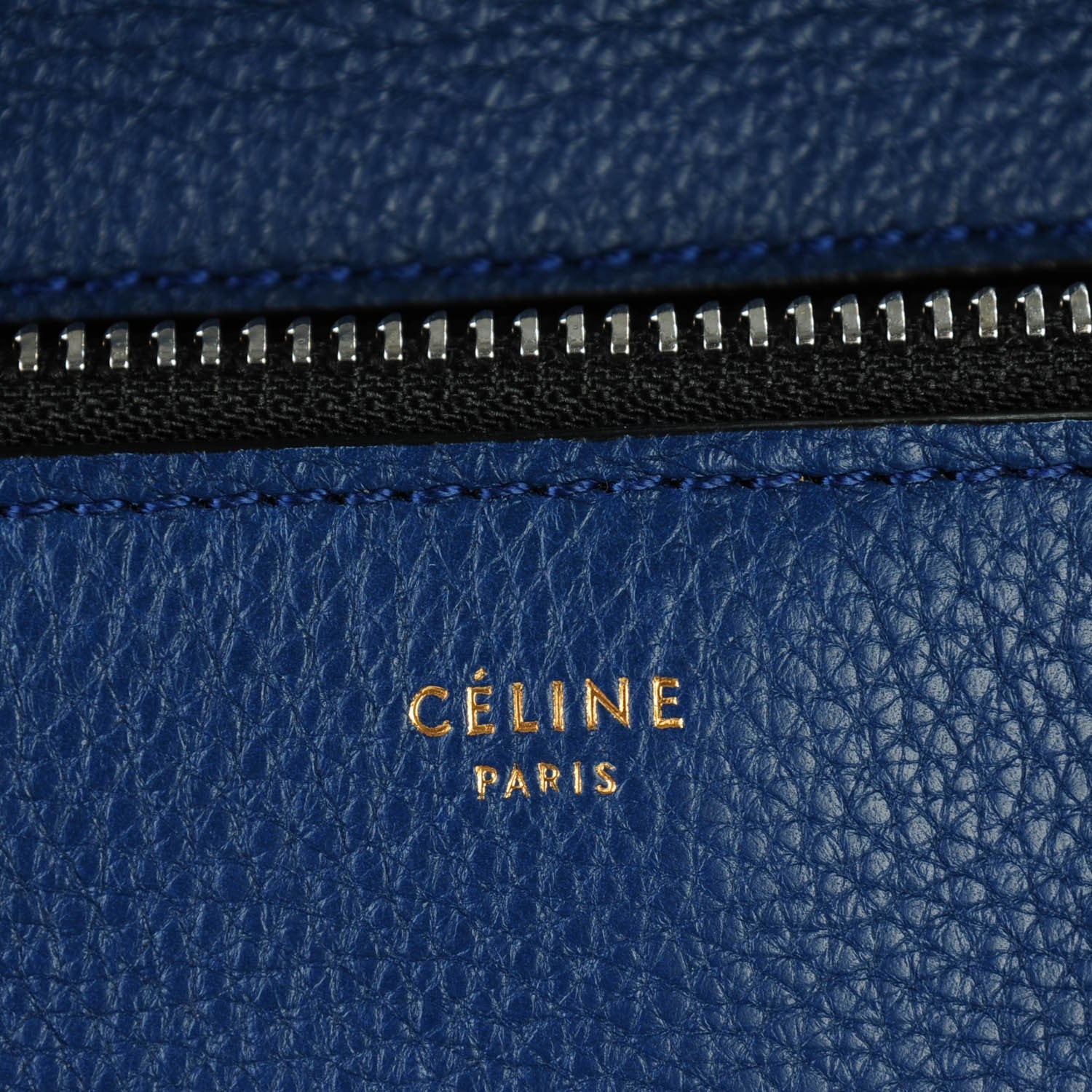 Celine Drummed Calfskin Medium Edge Shoulder Bag Ocean Blue 7 of 9