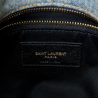 Saint Laurent Denim Quilted Small Loulou Puffer Monogram Chain Satchel Blue Cinnamon 6 of 10