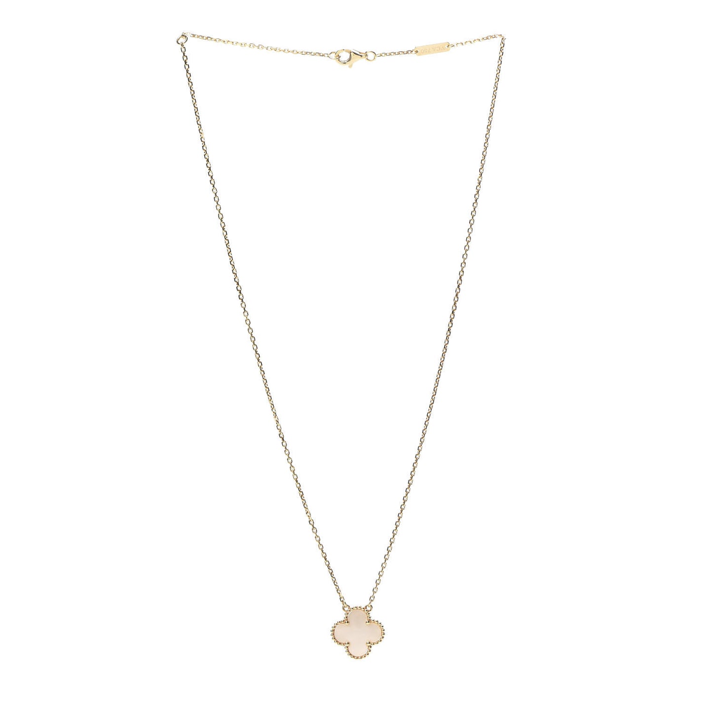 18K Yellow Gold Mother of Pearl Vintage Alhambra Pendant Necklace