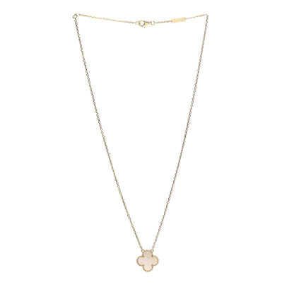 Van Cleef & Arpels 18K Yellow Gold Mother of Pearl Vintage Alhambra Pendant Necklace 3 of 5