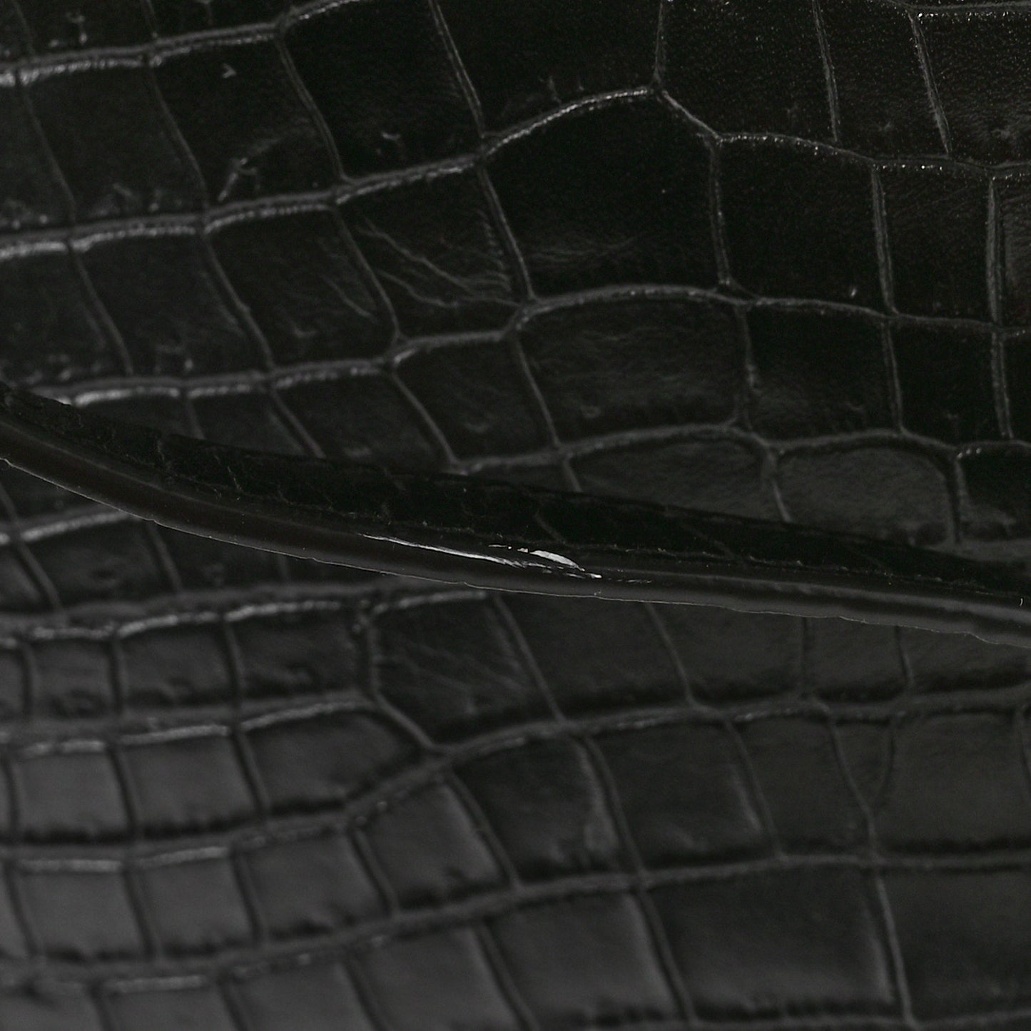 Crocodile Embossed Small East Side Tote Black