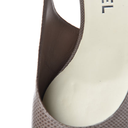Chanel Lizard Grosgrain Cap Toe CC Slingback Sandals 40 Taupe 11 of 12