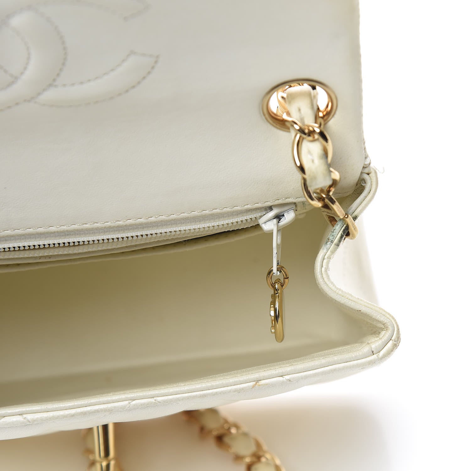 Chanel Lambskin Quilted Mini Square Flap White 23 of 31