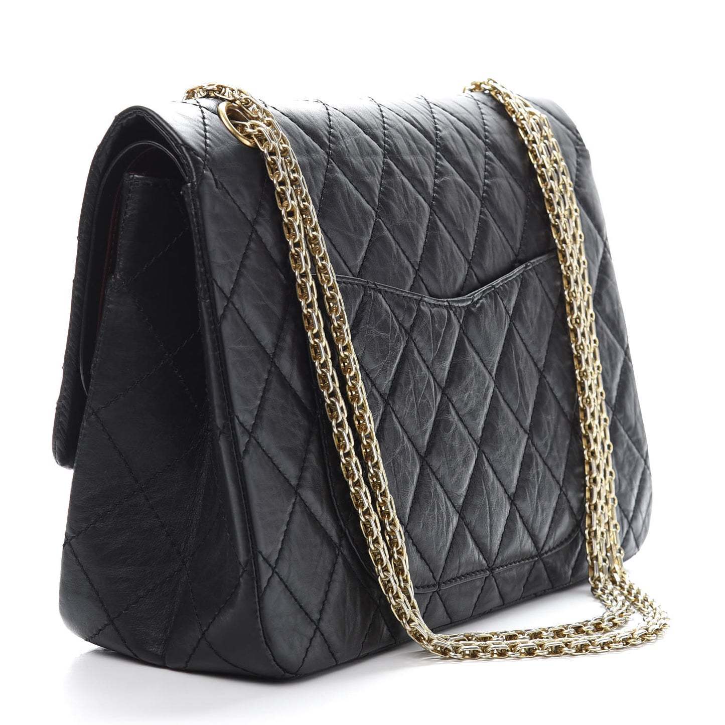 Aged Calfskin Quilted 2.55 Reissue 227 Flap Black