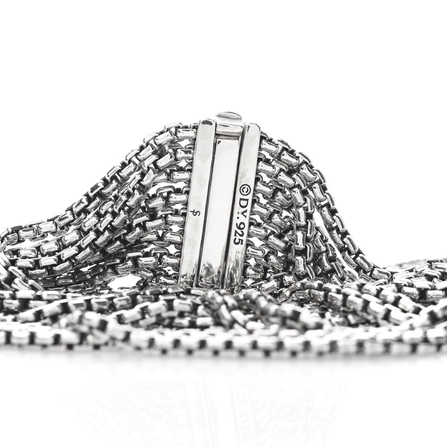 David Yurman Sterling Silver Eight-Row Box Chain Bracelet 4 of 4