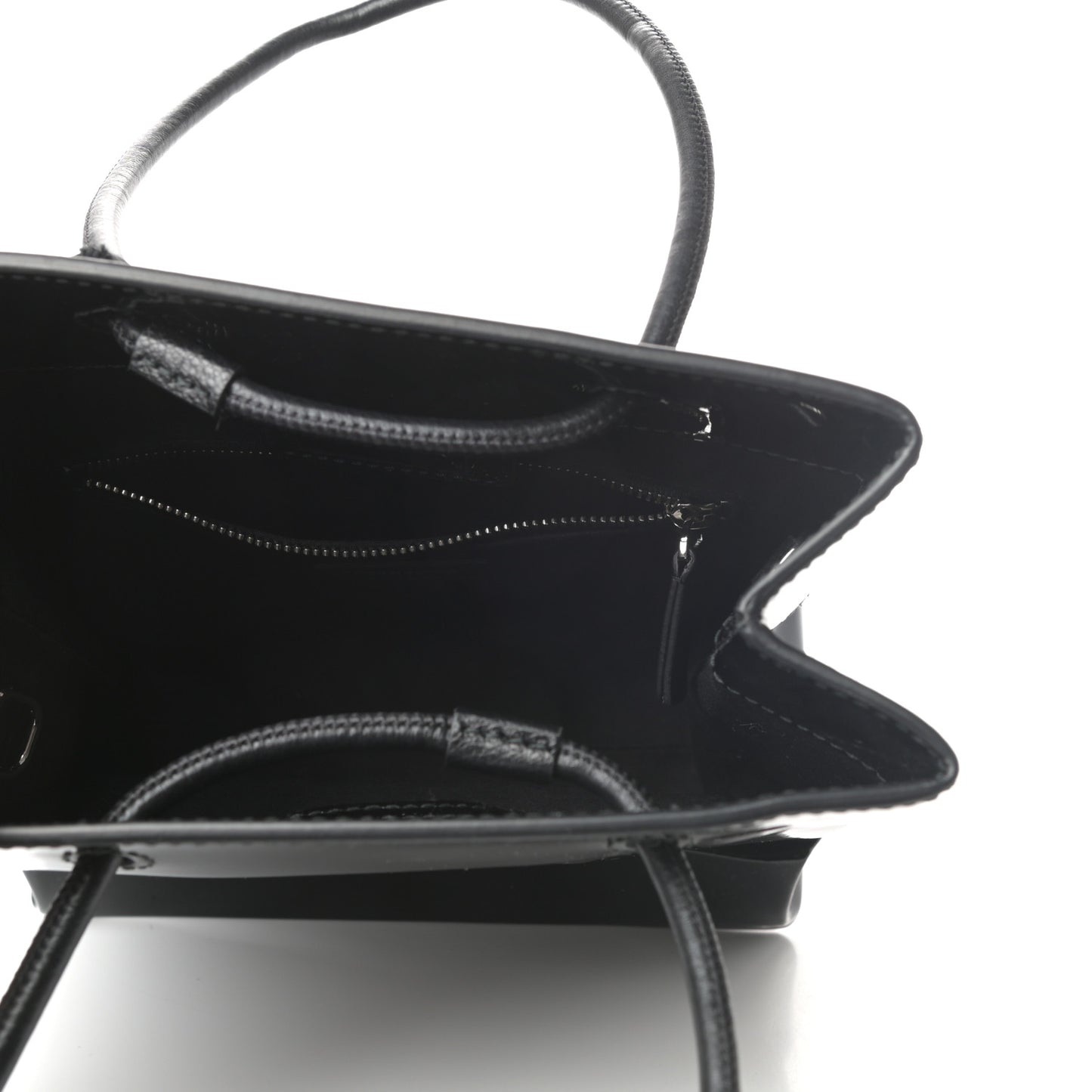 Patent Calfskin Logo Shopping Tote XXS Black