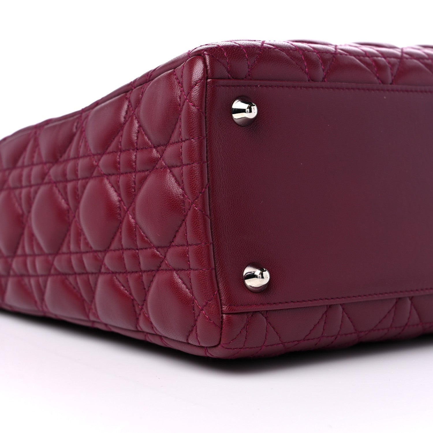 Christian Dior Lambskin Cannage Large Lady Dior Burgundy 8 of 10